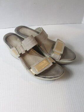 Naot Women Shoe Treasure Size 10 EUR 41 Wedge Heel‎ Slide Sandal Gold Leather